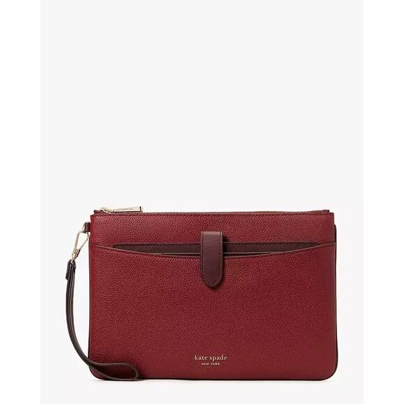 KATE SPADE Red Zip Code Colorblock Pouch Wristlet - Picture 3 of 11
